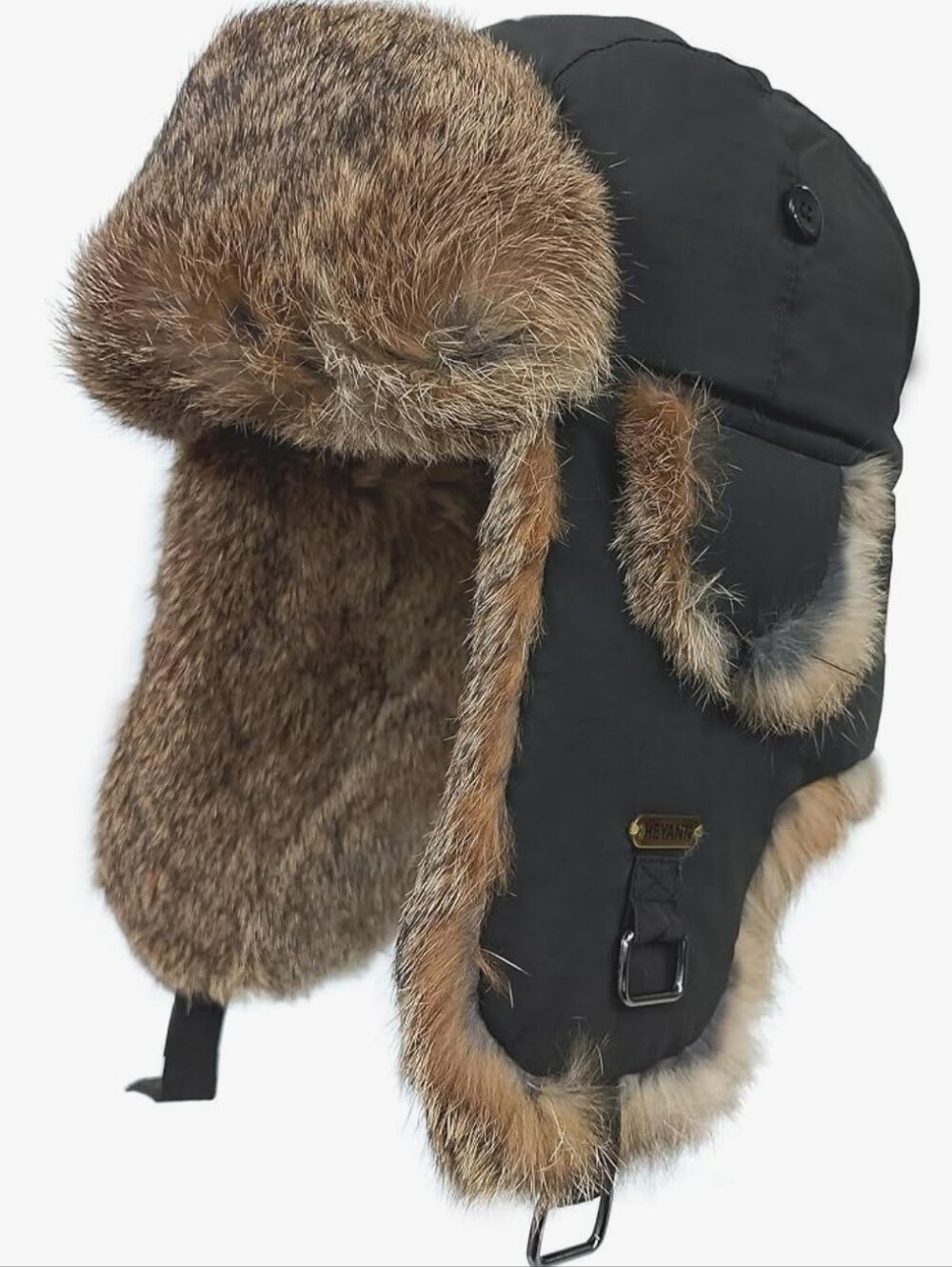 HEYANN Winter Unisex Warm Russian Ushanka Real Rabbit Fur Trapper Hat